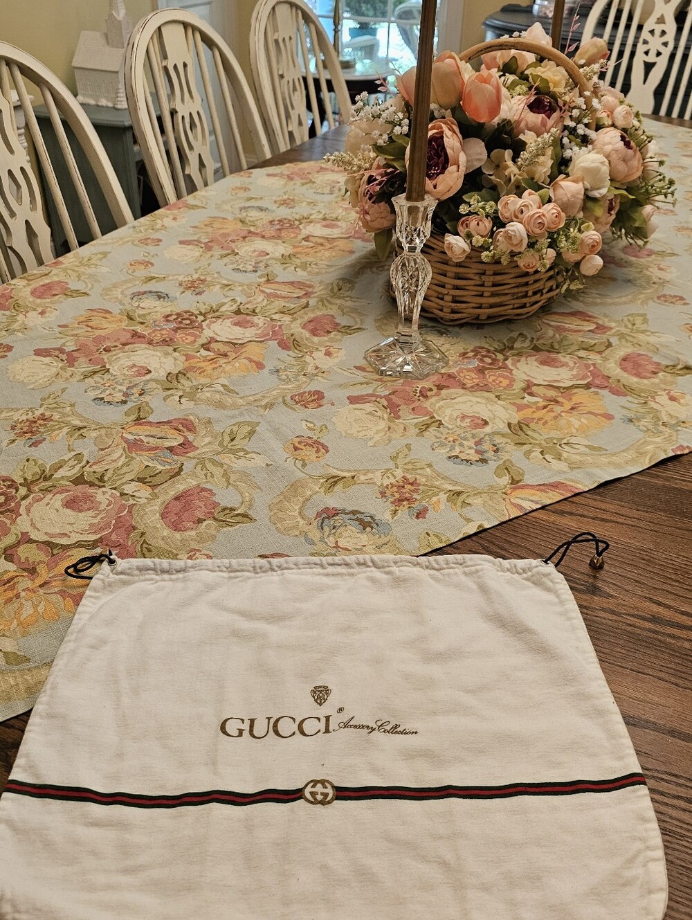 Gucci Cream Bag with Gold Logo and Signature Red-Green Web Stripe